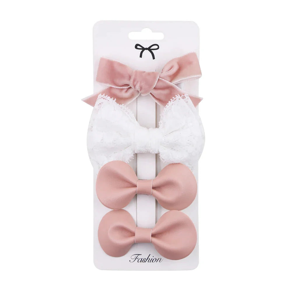 4Pcs Baby Bows Hair Clips Cotton Linen Hairpins for Girls