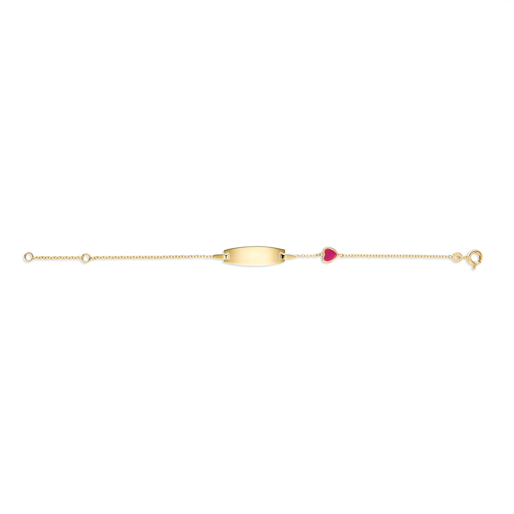 UNICORNJ 14k Yellow Gold Girls ID Bracelet Engravable with Enamel Charm for Girls Kids Toddler Baby Made in Italy 5.5"