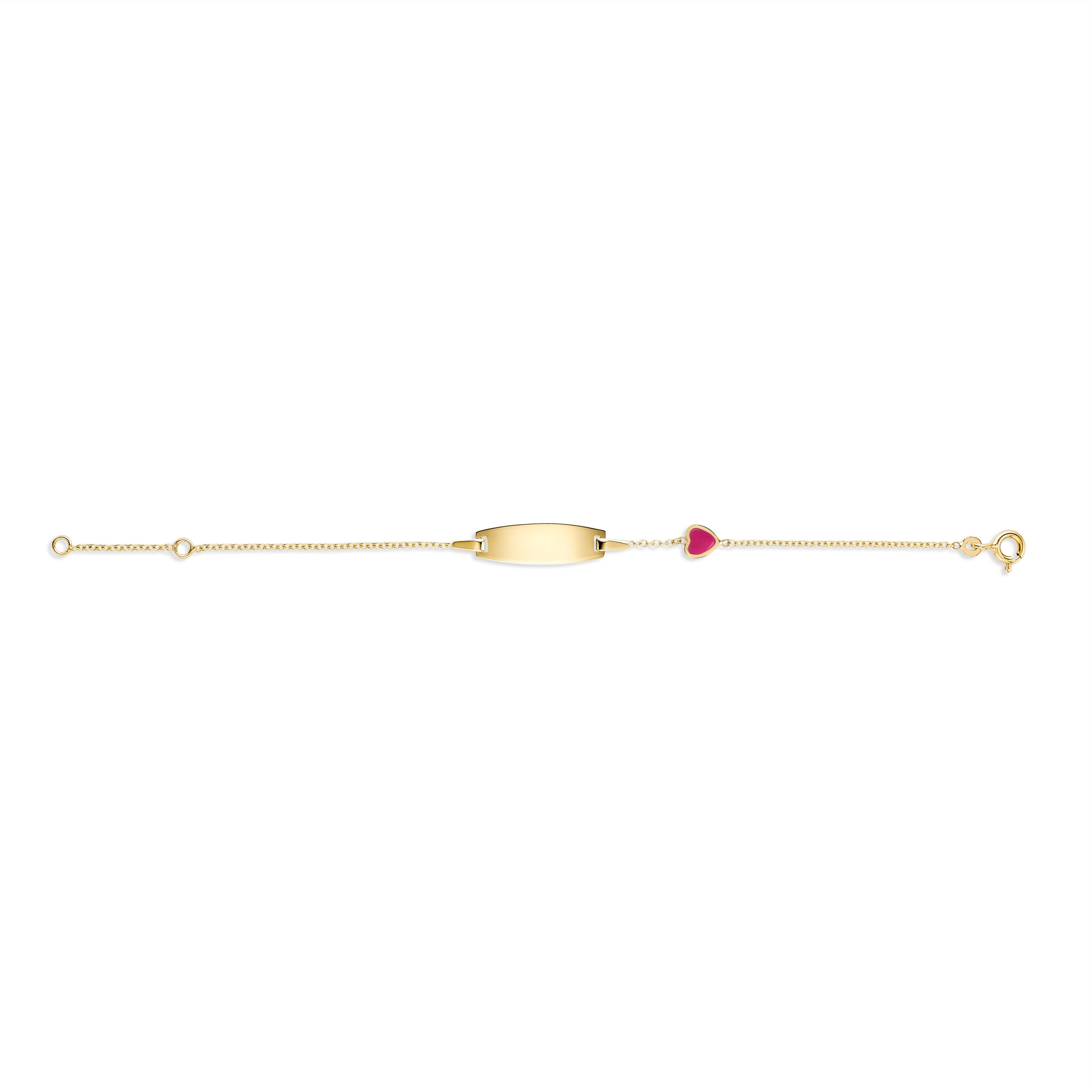 UNICORNJ 14k Yellow Gold Girls ID Bracelet Engravable with Enamel Charm for Girls Kids Toddler Baby Made in Italy 5.5"