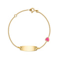 UNICORNJ 14k Yellow Gold Girls ID Bracelet Engravable with Enamel Charm for Girls Kids Toddler Baby Made in Italy 5.5"