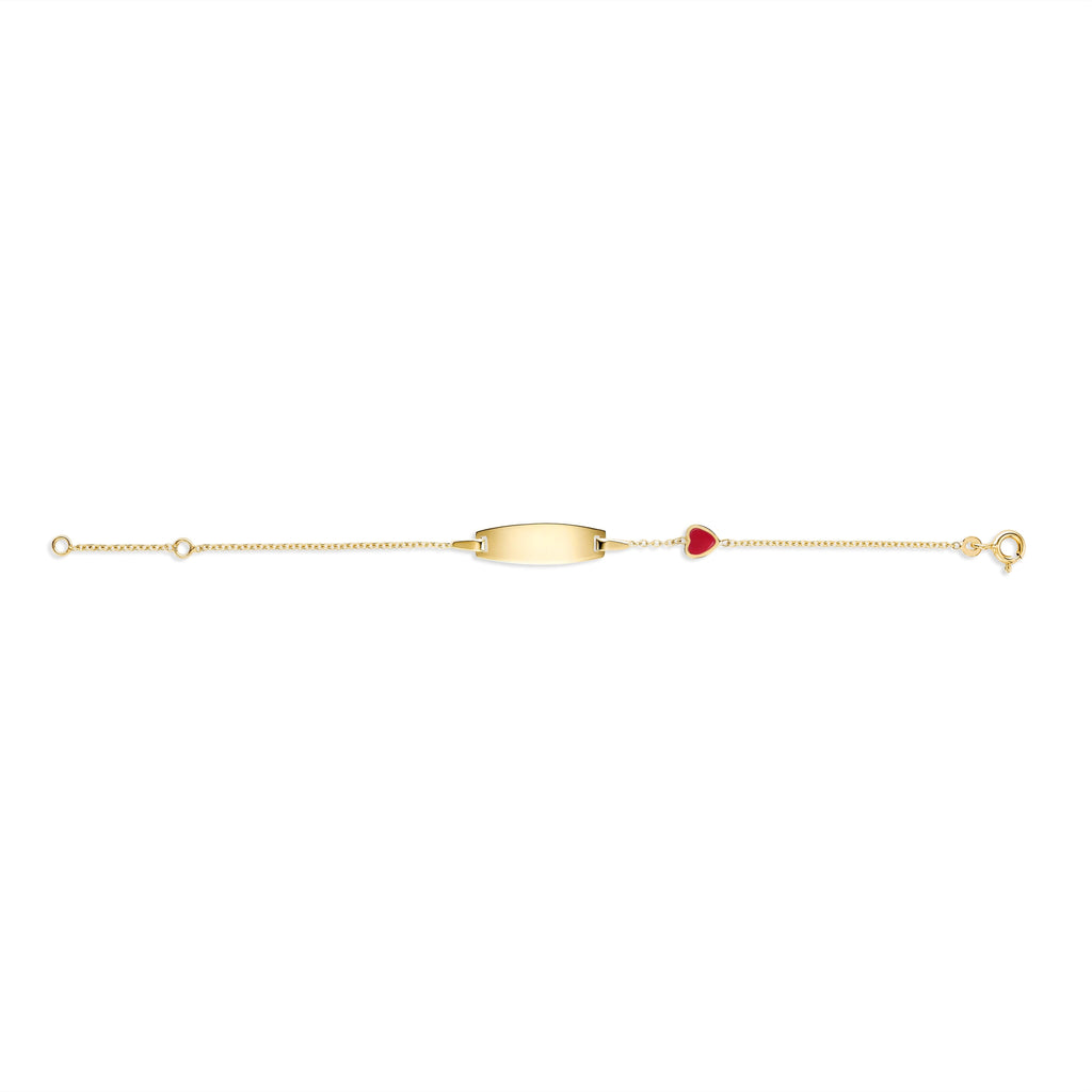 UNICORNJ 14k Yellow Gold Girls ID Bracelet Engravable with Enamel Charm for Girls Kids Toddler Baby Made in Italy 5.5"