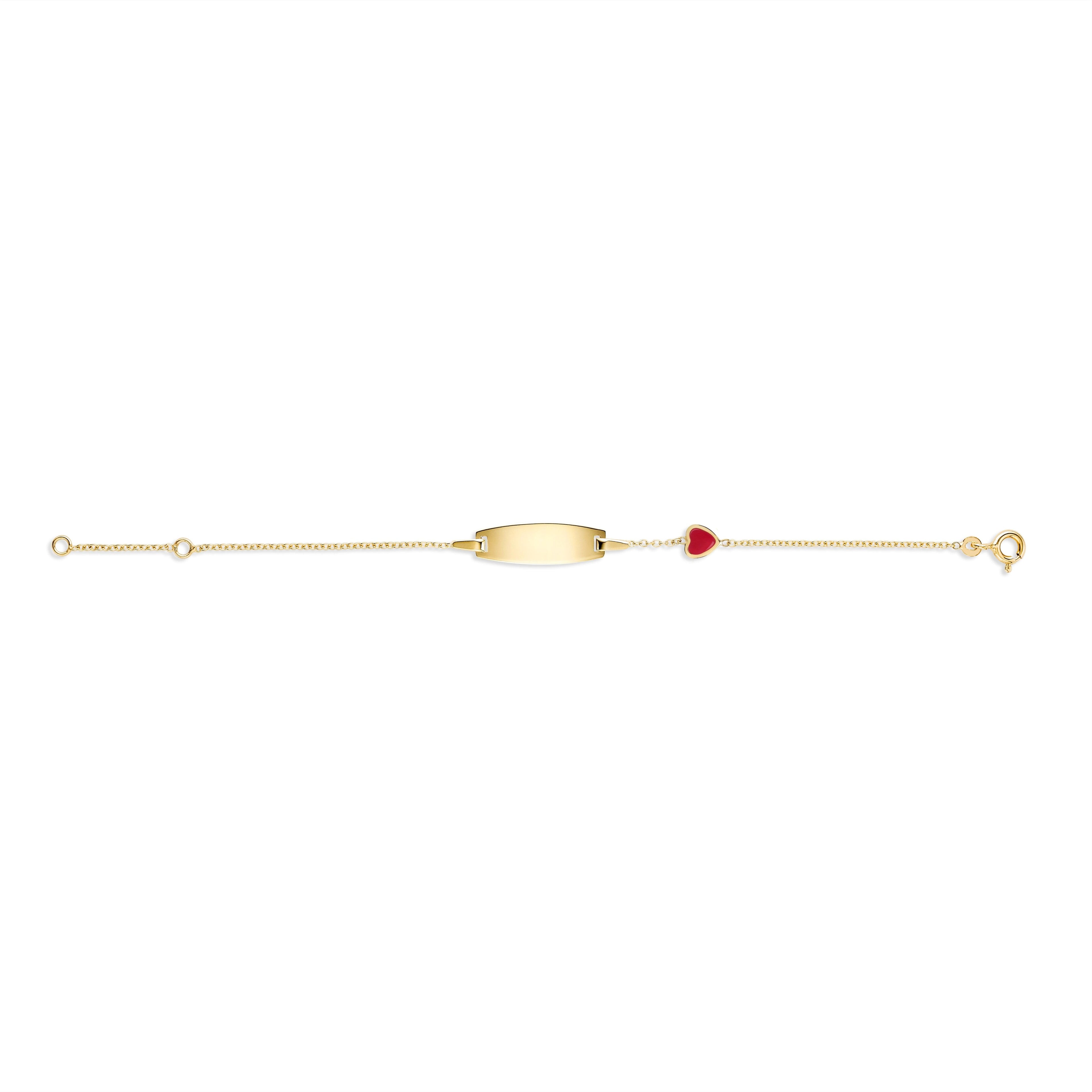 UNICORNJ 14k Yellow Gold Girls ID Bracelet Engravable with Enamel Charm for Girls Kids Toddler Baby Made in Italy 5.5"