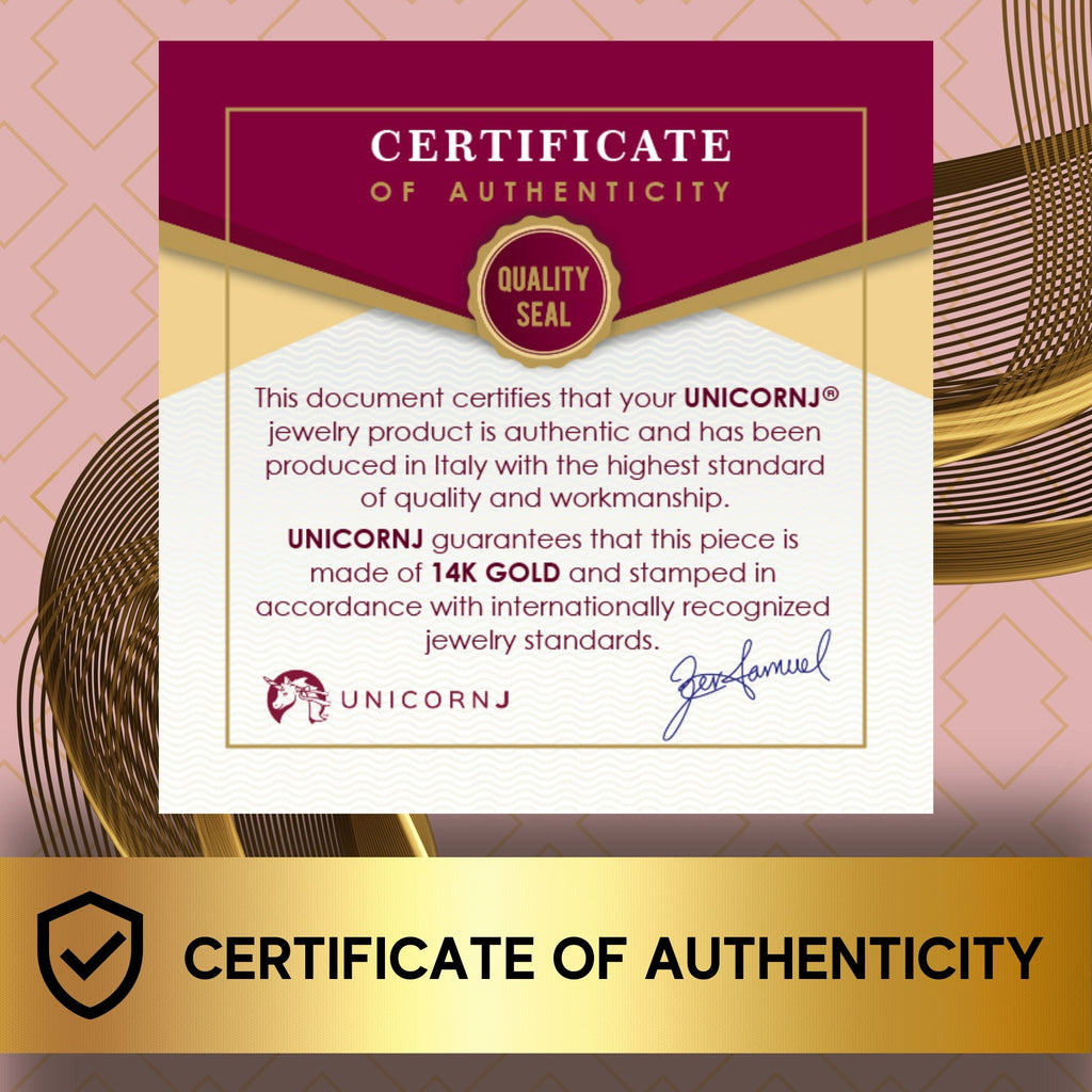 UNICORNJ 14k Yellow Gold Girls ID Bracelet Engravable with Enamel Charm for Girls Kids Toddler Baby Made in Italy 5.5"