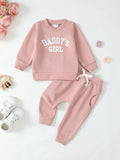Baby and Toddler Girls Letter Graphic Sweatshirt and Pants Set